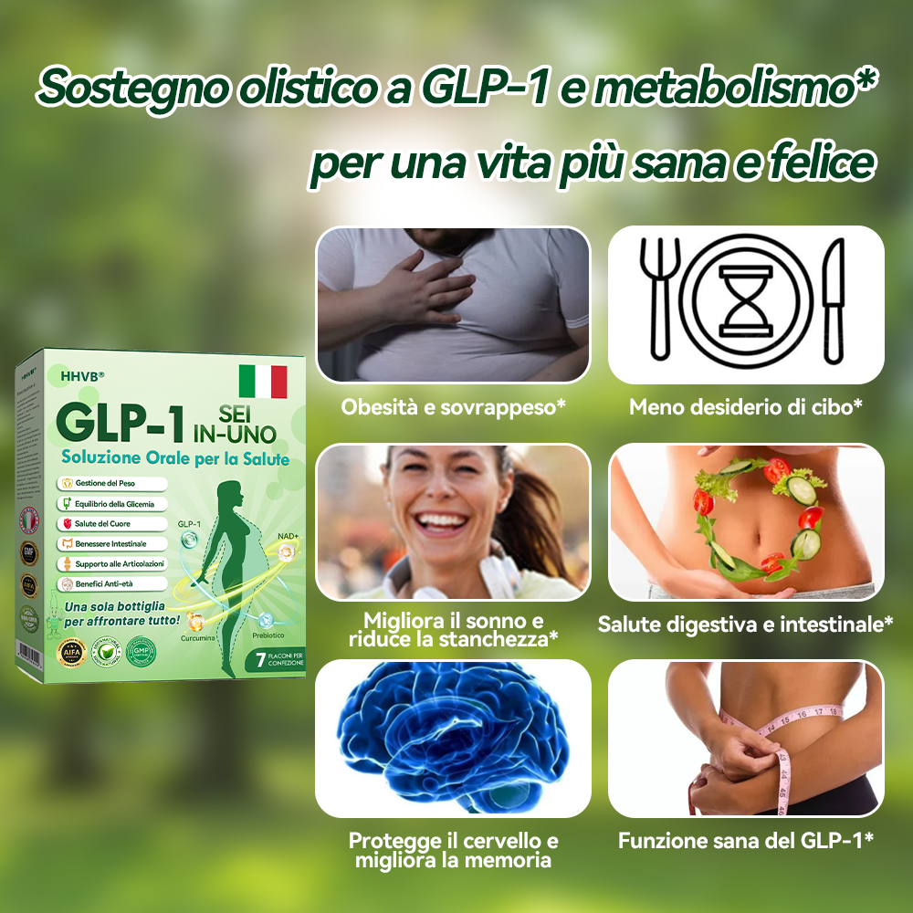𝐇𝐇𝐕𝐁® 🌞𝐆𝐋𝐏-𝟏 𝐒𝐞𝐢-𝐢𝐧-𝐔𝐧𝐨 𝐒𝐨𝐥𝐮𝐳𝐢𝐨𝐧𝐞 𝐎𝐫𝐚𝐥𝐞 𝐩𝐞𝐫 𝐥𝐚 𝐒𝐚𝐥𝐮𝐭𝐞 (𝐒𝐨𝐥𝐨 𝐮𝐧𝐚 𝐯𝐨𝐥𝐭𝐚 𝐚𝐥 𝐠𝐢𝐨𝐫𝐧𝐨, 𝐜𝐚𝐦𝐛𝐢𝐚𝐦𝐞𝐧𝐭𝐢 𝐯𝐢𝐬𝐢𝐛𝐢𝐥𝐢 𝐢𝐧 𝟕 𝐠𝐢𝐨𝐫𝐧𝐢) 👩‍⚕️ 𝐏𝐞𝐫 𝐨𝐛𝐞𝐬𝐢𝐭à, 𝐬𝐚𝐥𝐮𝐭𝐞 𝐜𝐚𝐫𝐝𝐢𝐨𝐯𝐚𝐬𝐜𝐨𝐥𝐚𝐫𝐞, 𝐝𝐢𝐚𝐛𝐞𝐭𝐞, 𝐚𝐩𝐧𝐞𝐚 𝐧𝐨𝐭𝐭𝐮𝐫𝐧𝐚, 𝐬𝐚𝐥𝐮𝐭𝐞 𝐢𝐧𝐭𝐞𝐬𝐭𝐢𝐧𝐚𝐥𝐞, 𝐩𝐫𝐨𝐛𝐥𝐞𝐦𝐢 𝐚𝐫𝐭𝐢𝐜𝐨𝐥𝐚𝐫𝐢 𝐞 𝐚𝐥𝐭𝐫𝐨 𝐚𝐧𝐜𝐨𝐫𝐚